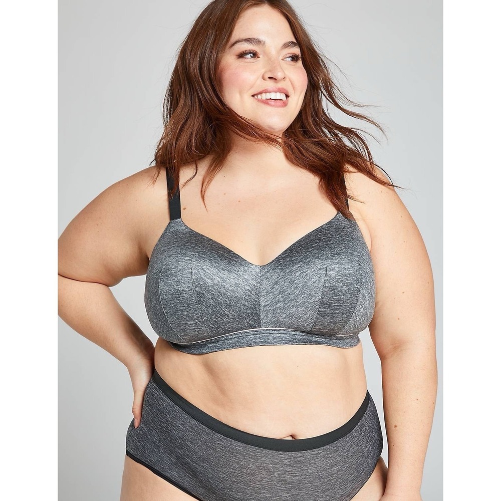 Cacique Lightly Lined Lounge Bra Wireless Pullover Comfort Heather Gray 42DDD